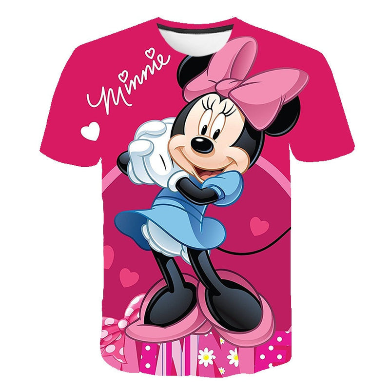 Kolorowy dziewczęcy T-shirt z Myszką Minnie