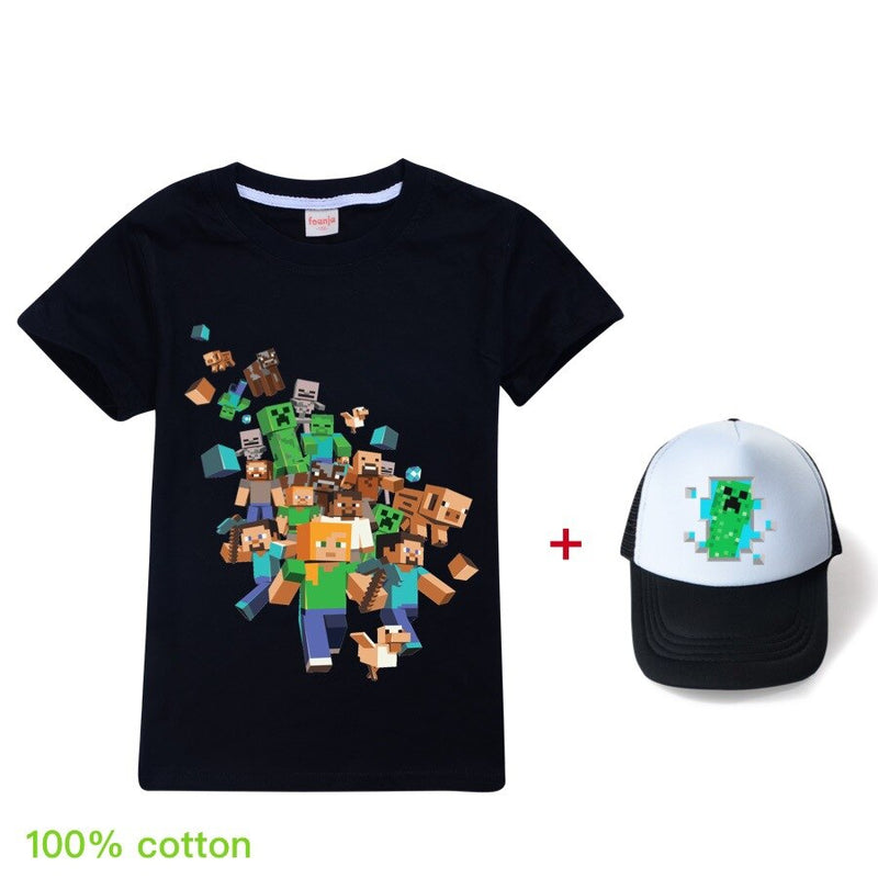 Dziecięca koszulka + czapka z daszkiem MINECRAFT
