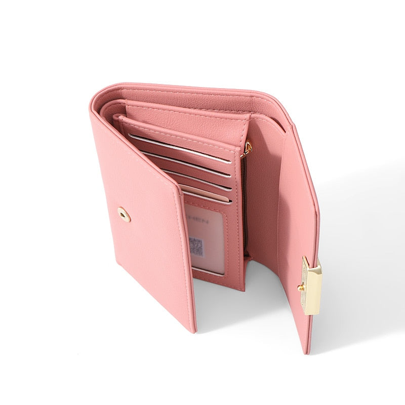 Damski krótki portfel w jednolitym kolorze