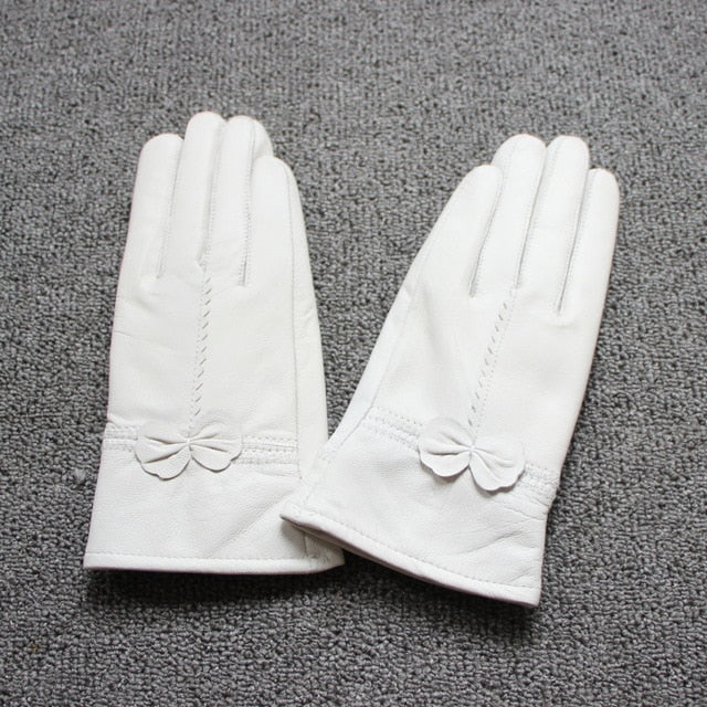 Damskie eleganckie skórzane rękawiczki