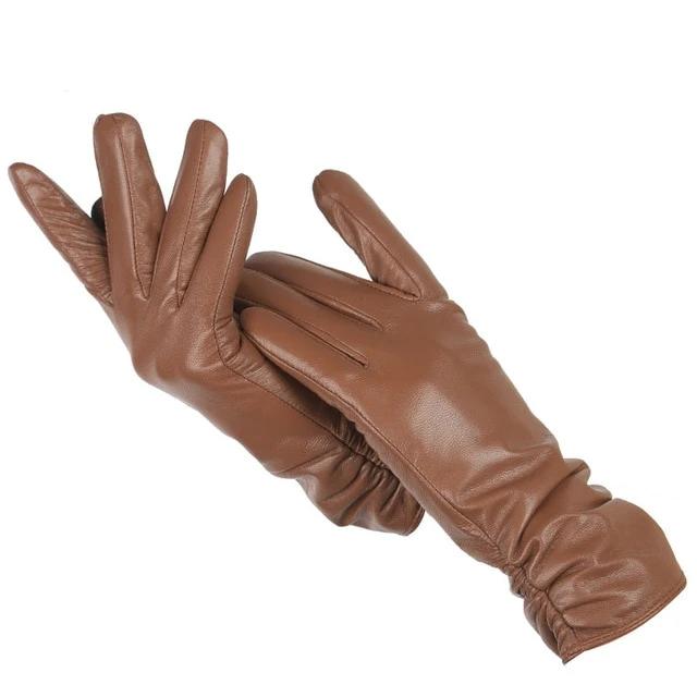 Damskie klasyczne skórzane rękawiczki