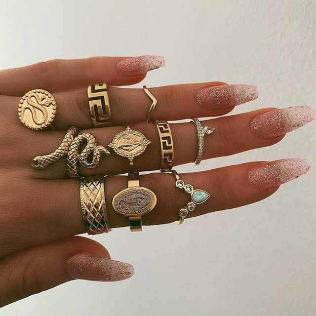 Zestaw pierścionków damskich w stylu Vintage