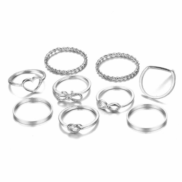 Zestaw regulowanych pierścionków damskich
