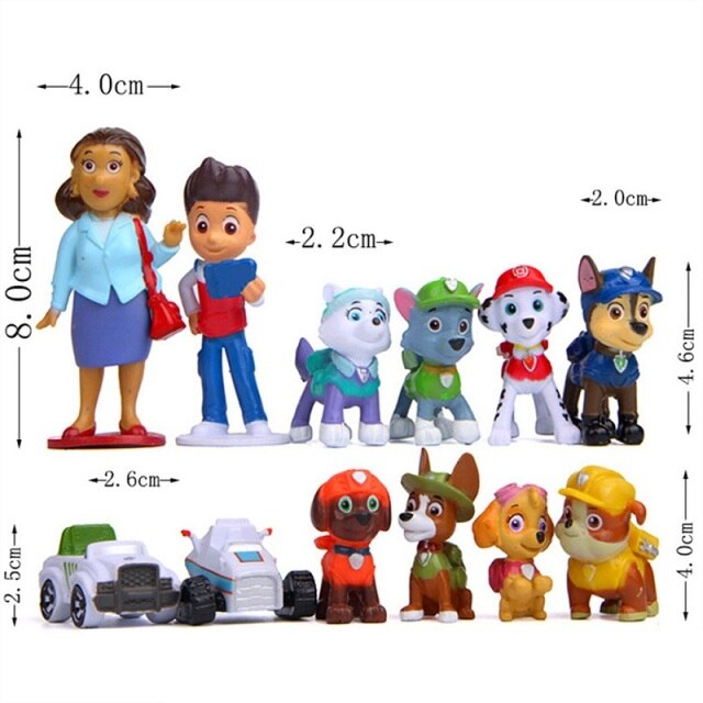 Zabawki figurki Psi Patrol dla dzieci, 12 szt