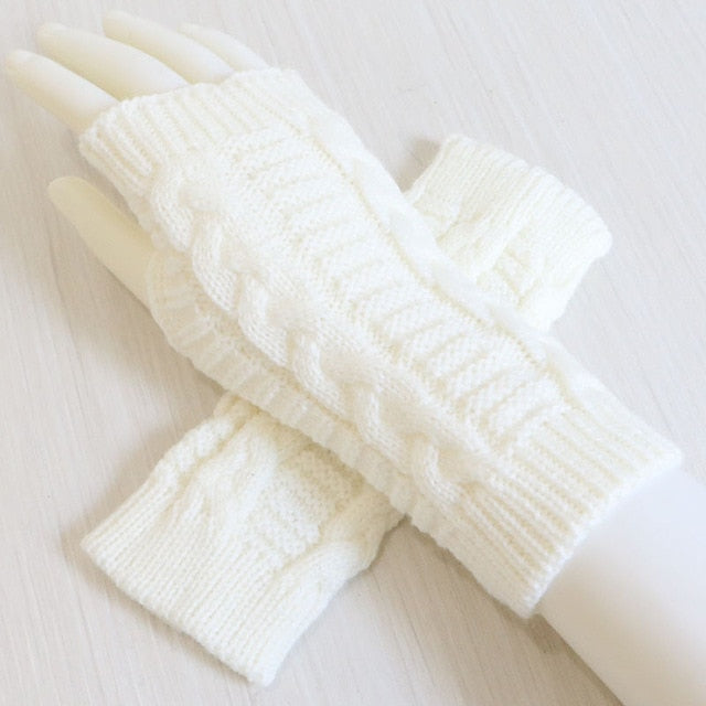 Damskie dzianinowe długie rękawiczki