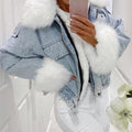 Elegancka zimowa kurtka dżinsowa damska (Wyprzedaż)