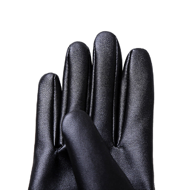 Damskie rękawiczki zimowe ze skóry PU