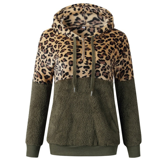 Leopardowa bluza damska z kapturem