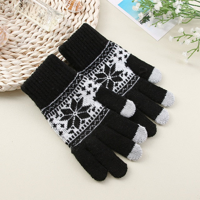 Damskie rękawiczki ze wzorem norweskim