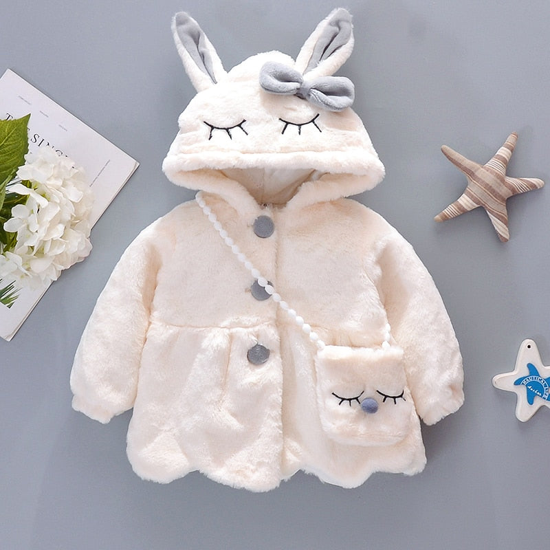 Pluszowa kurtka dla niemowląt z uszami królika