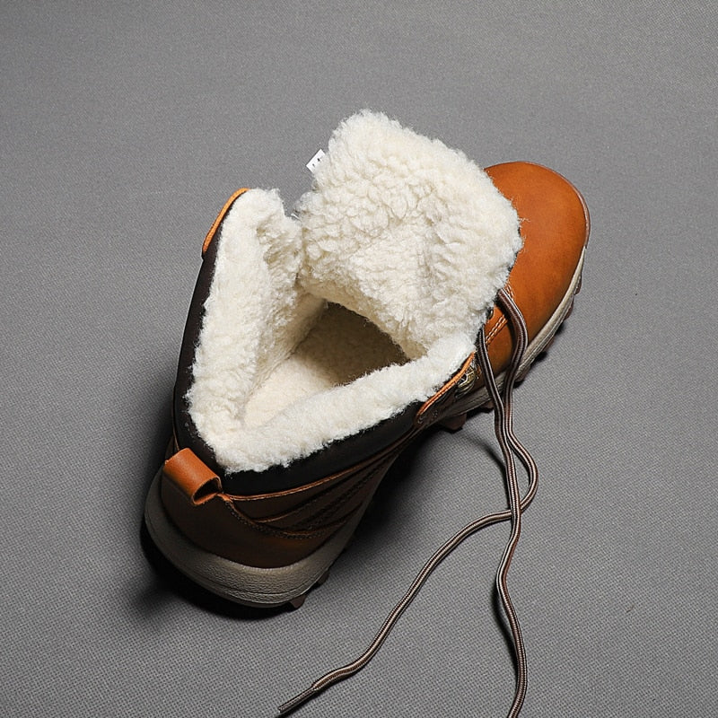 Męskie skórzane wodoodporne buty zimowe