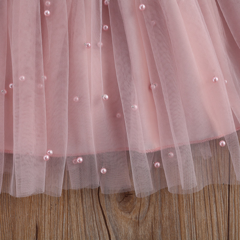 Sukienka tiulowa z perełkami dla dziewczynki