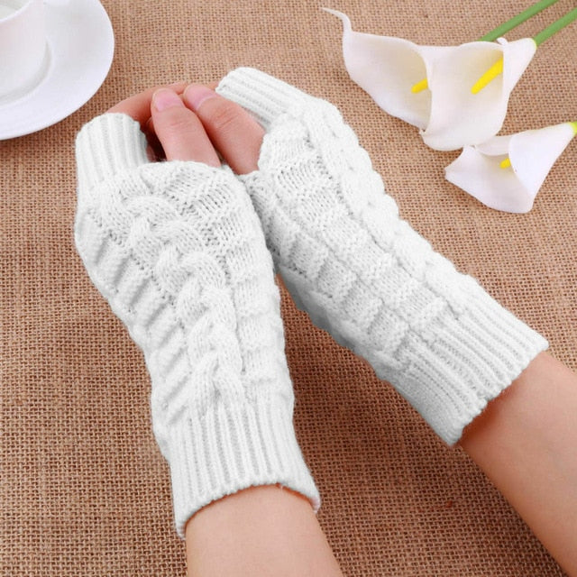 Damskie wełniane rękawiczki bez palców