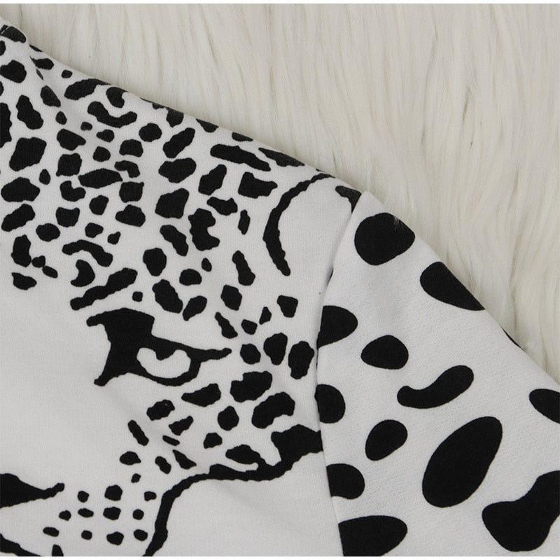 Leopardowa dresowa długa bluza damska