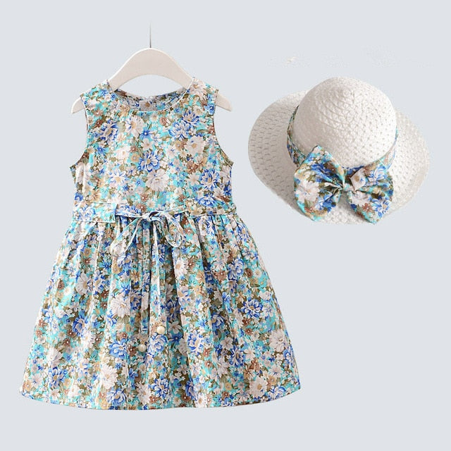 Komplet sukienka i kapelusz dla dziewczynki