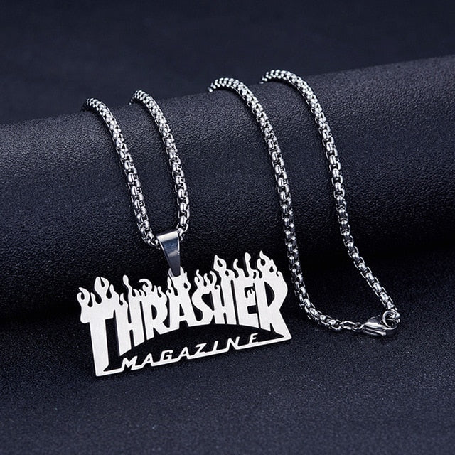 Męski stylowy naszyjnik hip-hopowy Thrasher