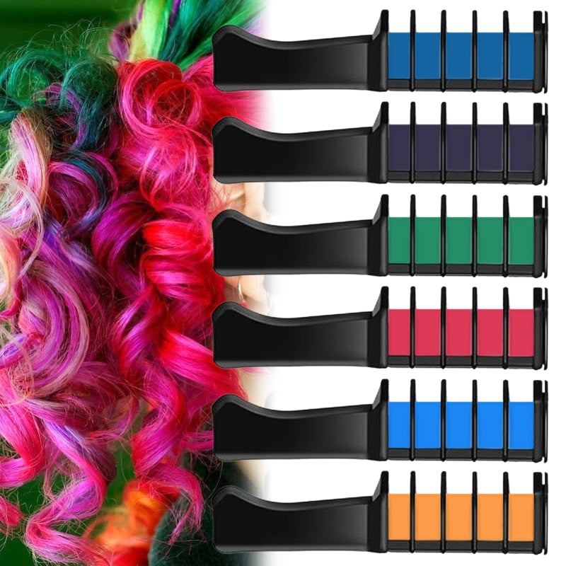 Grzebień z kredą do farbowania włosów, 9 kolorów