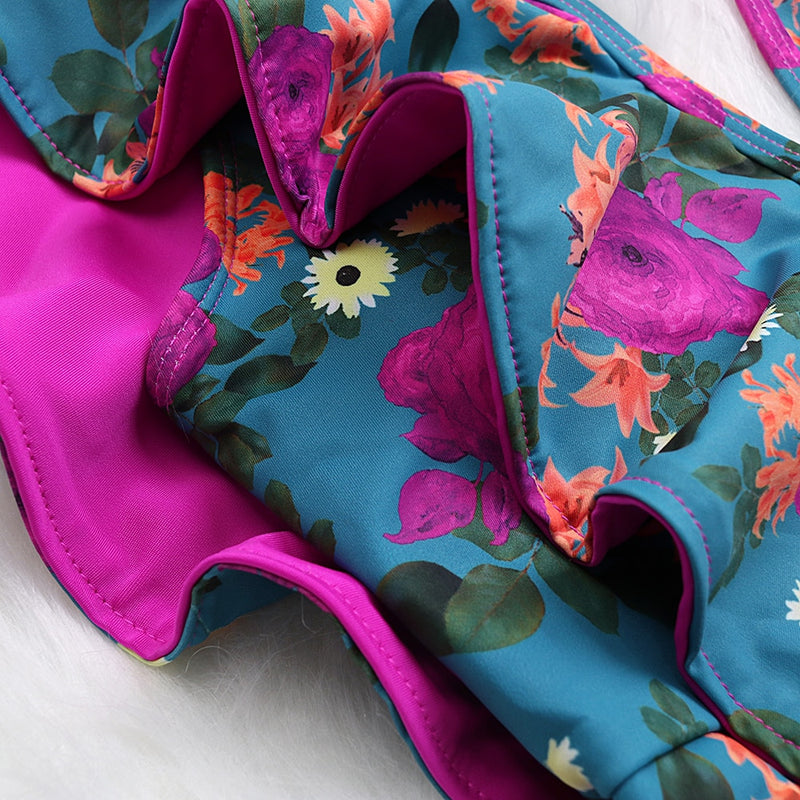 Elegancki jednoczęściowy strój kąpielowy damski w kwiatowy wzór (Wyprzedaż)