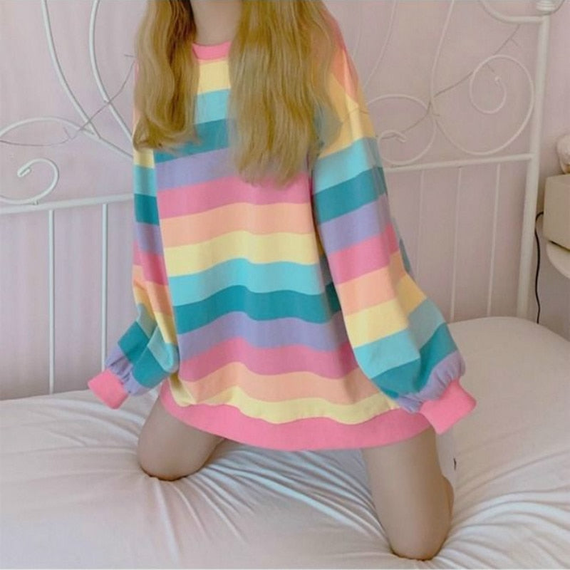 Kolorowa długa bluza damska