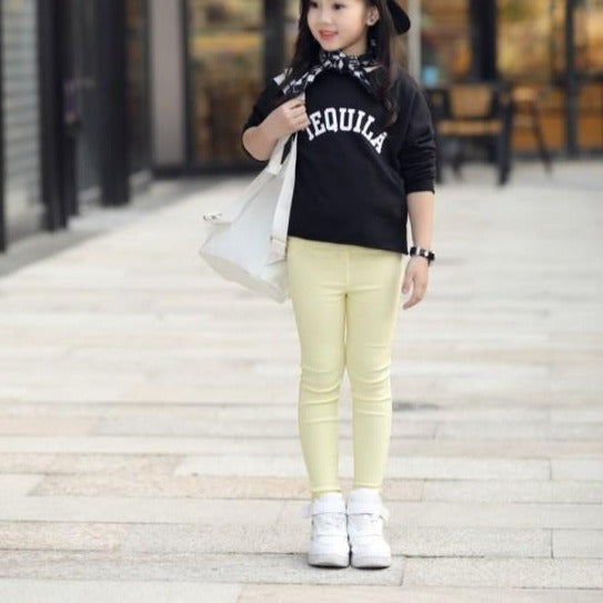 Spodnie ołówek dziewczęce w jednolitym kolorze