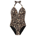 Damski leopardowy strój kąpielowy wiązany na szyi