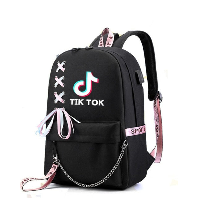 Plecak szkolny dla chłopców i dziewczynek USB Tik Tok