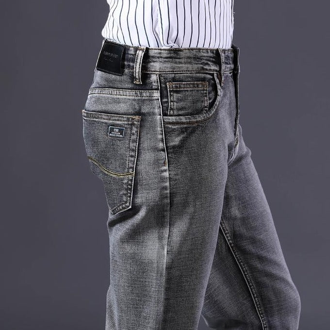Męskie proste elastyczne dżinsy
