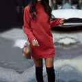 Damska swetrowa mini sukienka w jednolitym kolorze