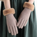 Damskie zamszowe dwuwarstwowe rękawiczki