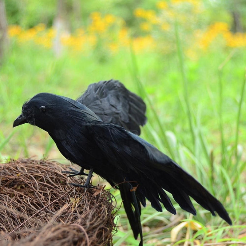 Sztuczna wrona czarny ptak kruk dekoracja Halloween