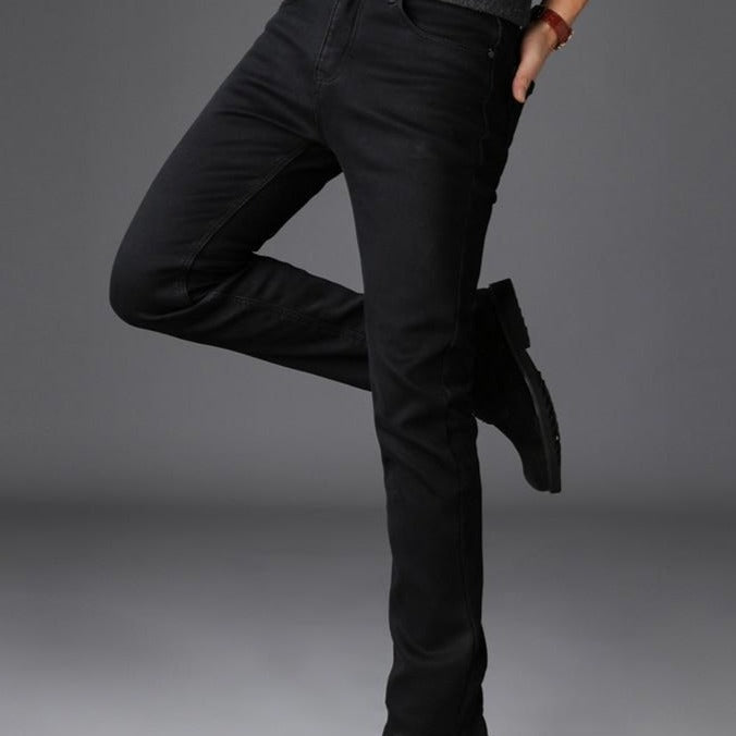 Męskie eleganckie czarne spodnie dżinsowe