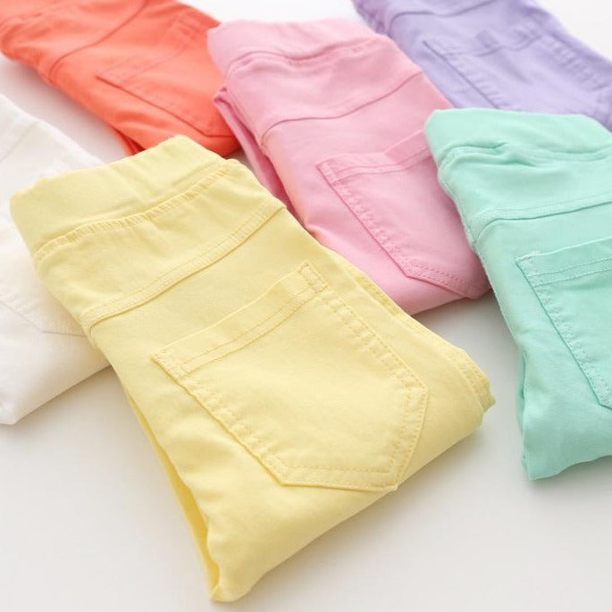 Spodnie ołówek dziewczęce w jednolitym kolorze