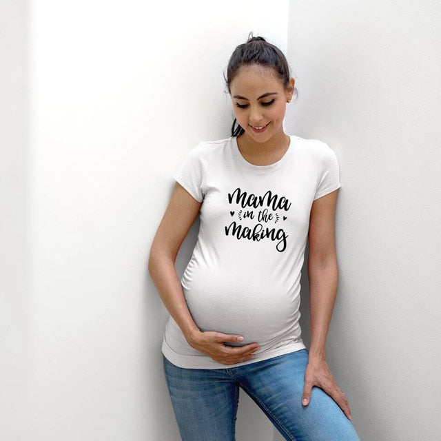 Damska letnia koszulka ciążowa z nadrukiem