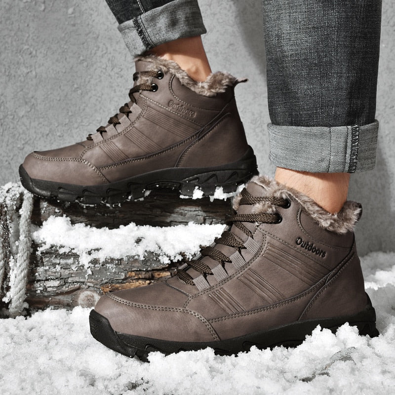 Męskie skórzane wodoodporne zimowe buty