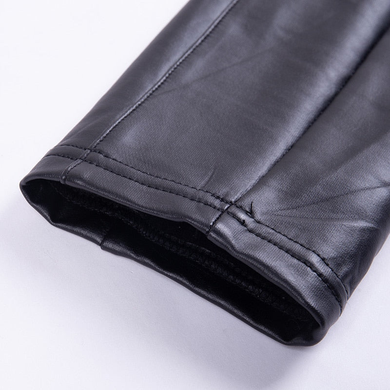 Damskie skórzane spodnie rurki z paskiem