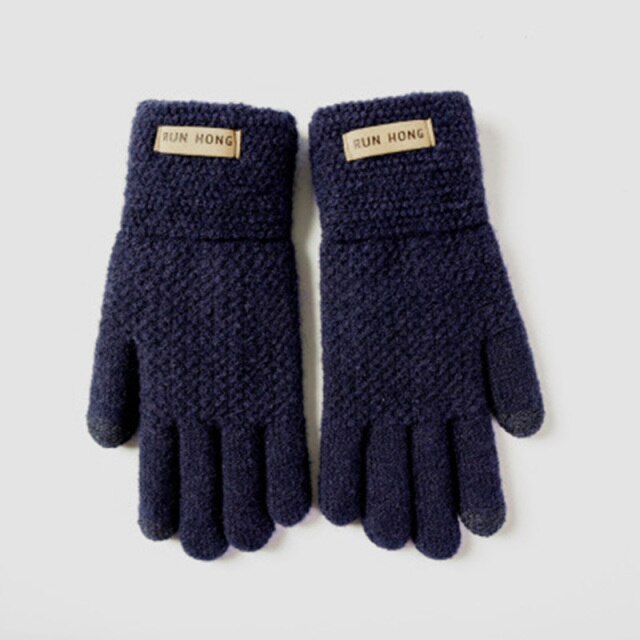 Męskie zimowe wełniane rękawiczki dwuwarstwowe