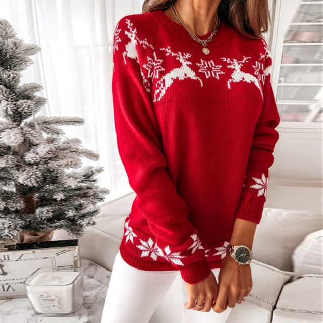 Damski sweter świąteczny z golfem