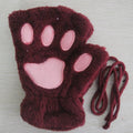 Futrzane rękawiczki damskie z kotkiem